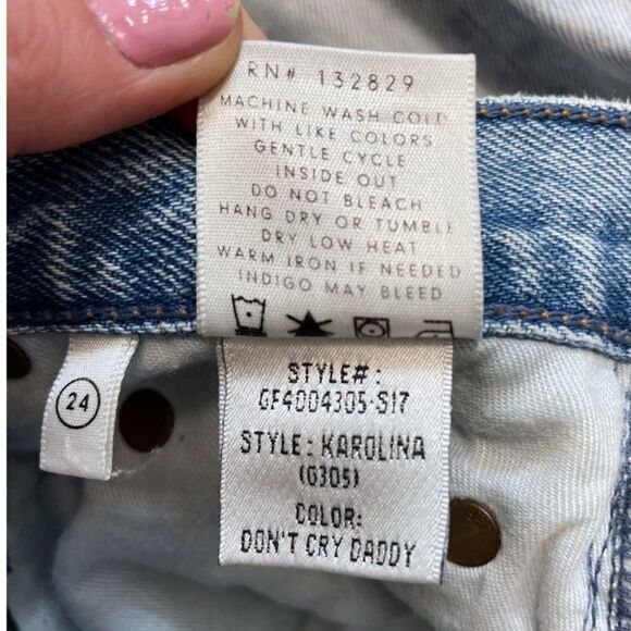 GRLFRND Karolina Don't Cry Daddy Raw Hem Cropped Ankle Jeans, Size 24 - Picture 14 of 15